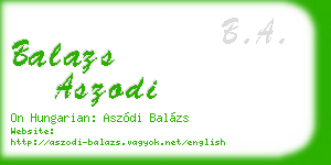 balazs aszodi business card