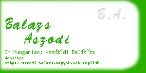 balazs aszodi business card